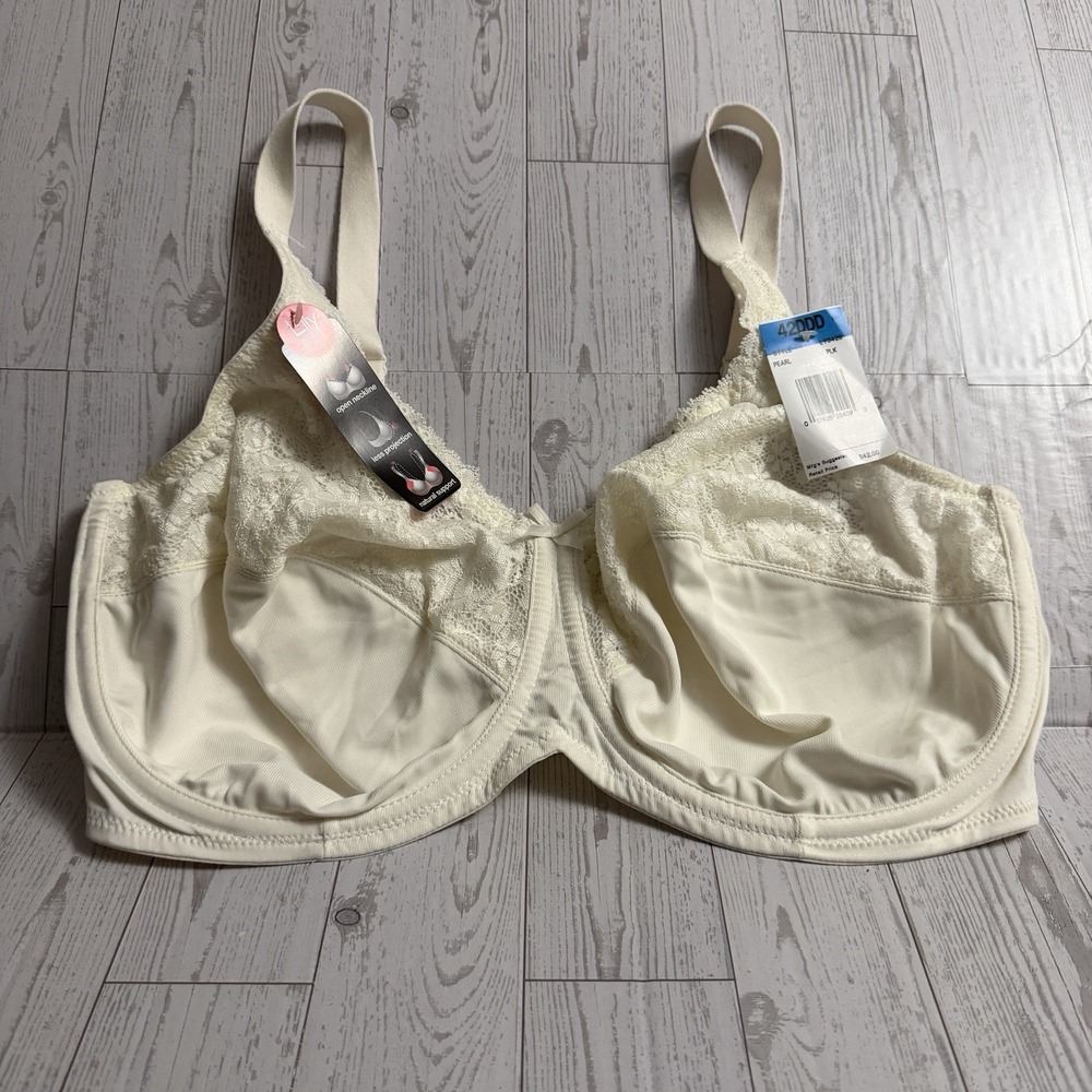 New Lilyette Bali Comfort Lace Full-Figure Minimizer Bra 428 Size 42DDD White‎
